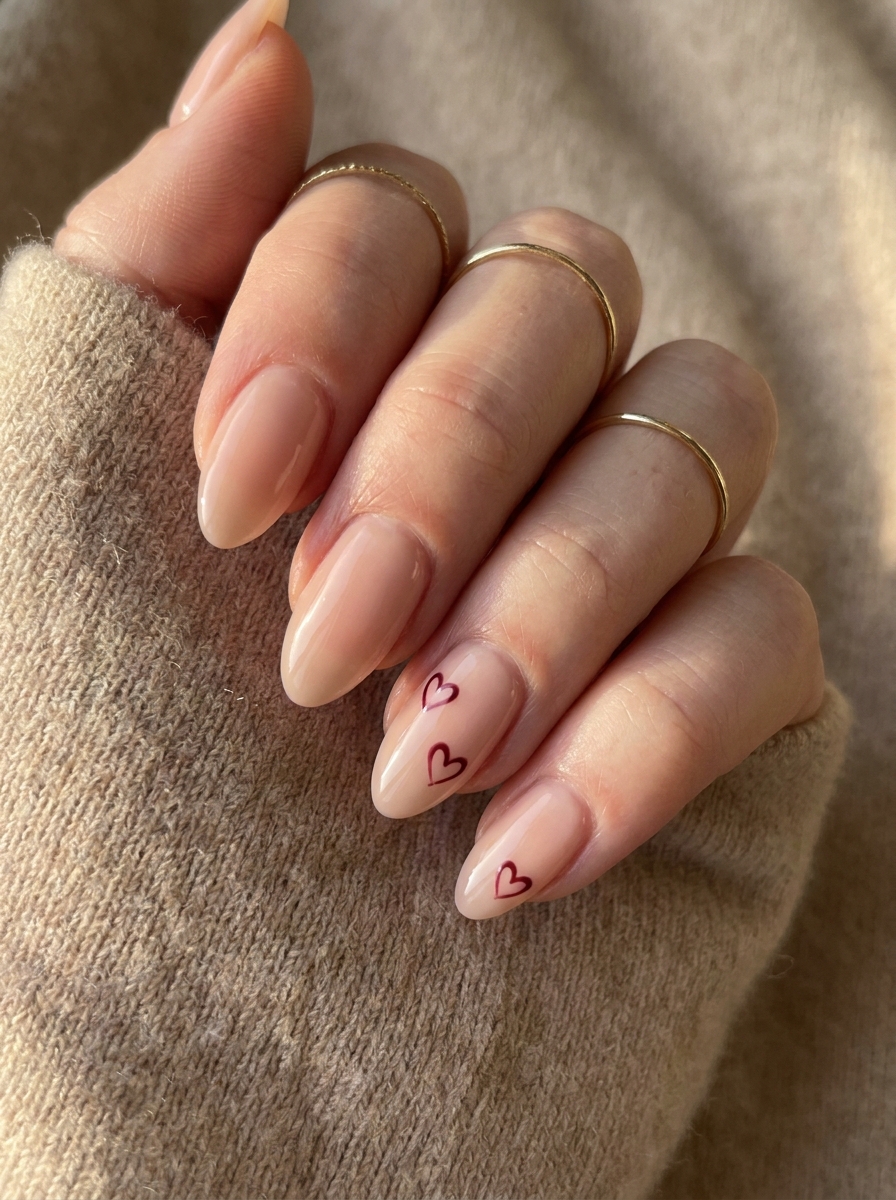 Cute Burgundy Heart Nails als Cute Fall Nails Inspiration 2026
